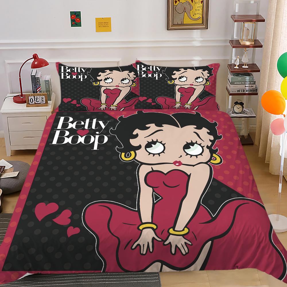 Bedding Set Cover Lovely 3D Betty Boop Printing Girl Double Size Home Textiles Comforter Cover Set