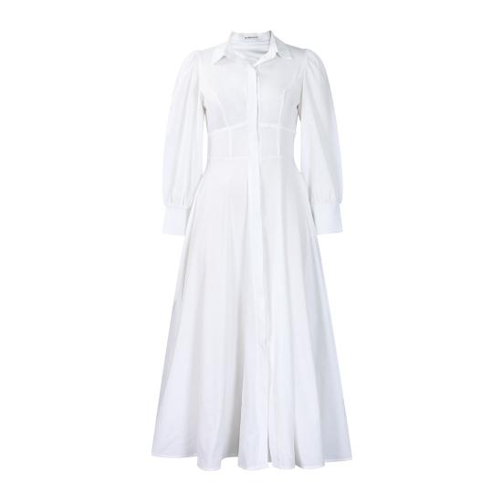 Women's Button Down T-Shirt Dress Casual Long Sleeve Maxi Dress Flowy Lapel A-line Long Dress with Pockets