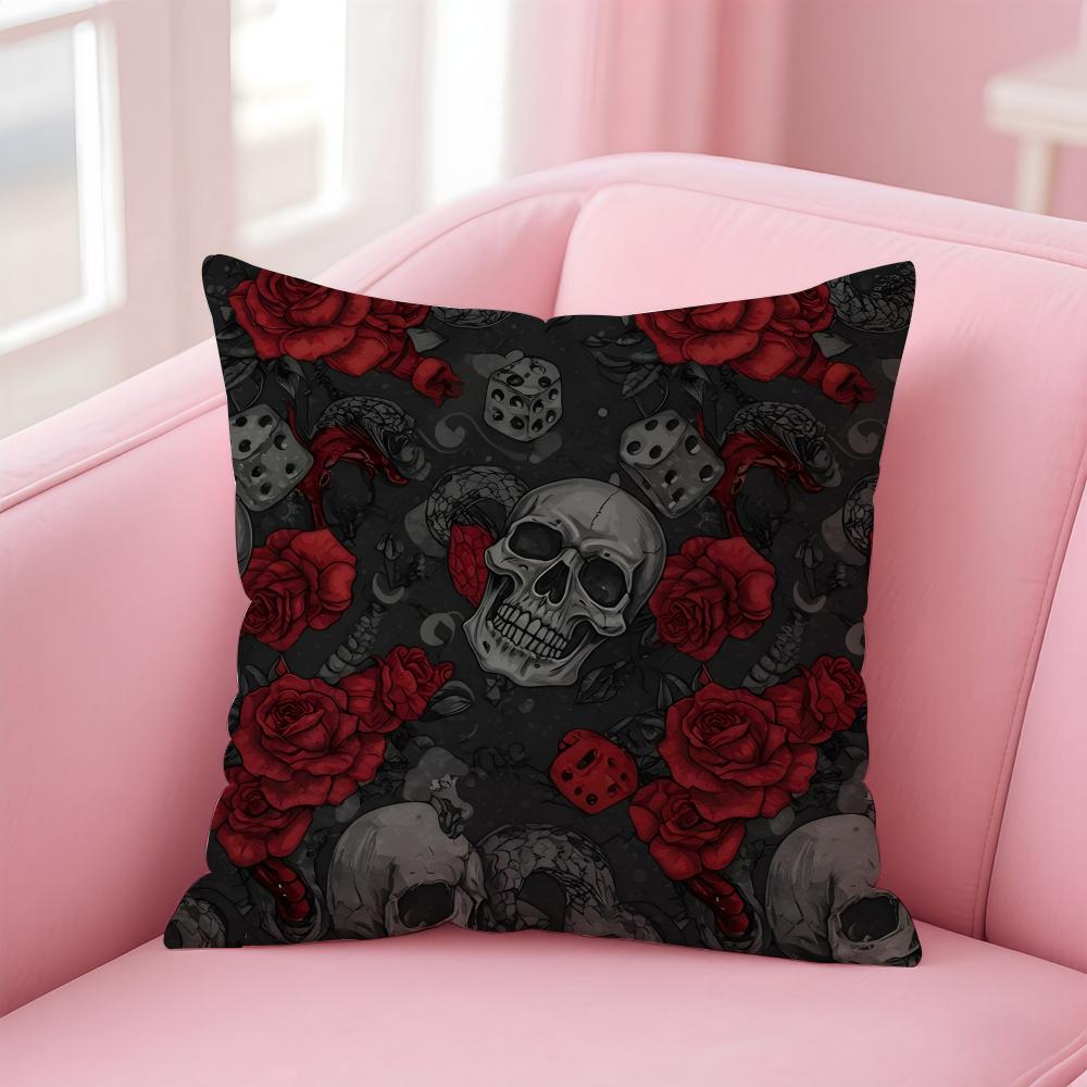 Gothic Skull Gothic Creepy Bloodcurdling Cushion Cover Pillow Case Soft Skin Friendly Fabric Concealed Zipper