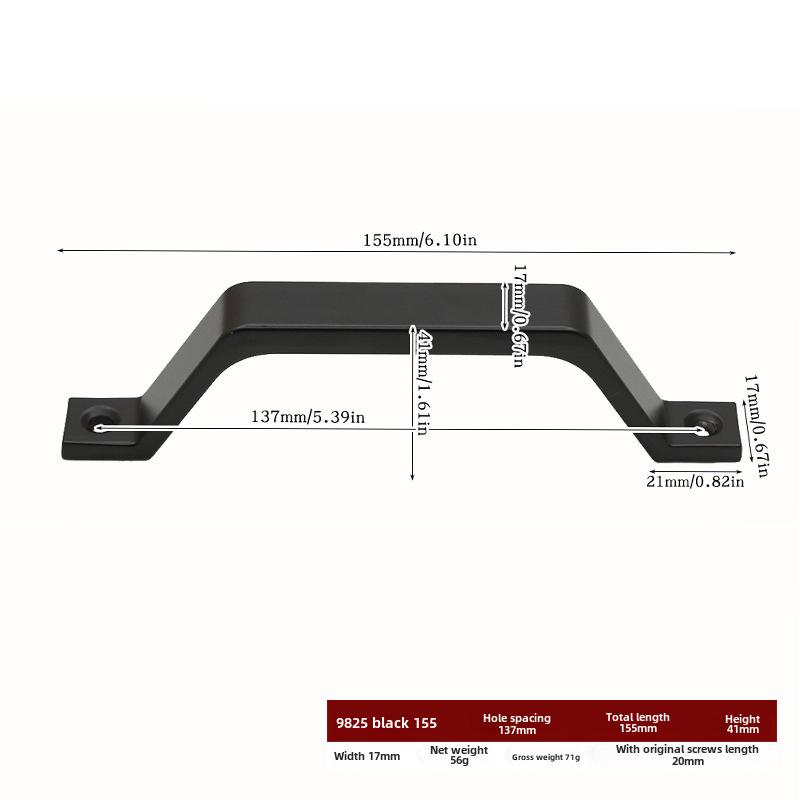 Черная прочная металлическая ручка для амбарных дверей для деревянных или раздвижных дверей
