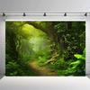1. Greenery Forest Jungle Background Fabric - Polyester material jungle scene photo wallpaper, suitable for parties and events