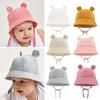 Spring Summer New Cute Bear Ear Baby Bucket Hat Newborn Toddler Boy Girl Sun Hat Solid Color Soft Cotton Beach Panama Cap Kids
