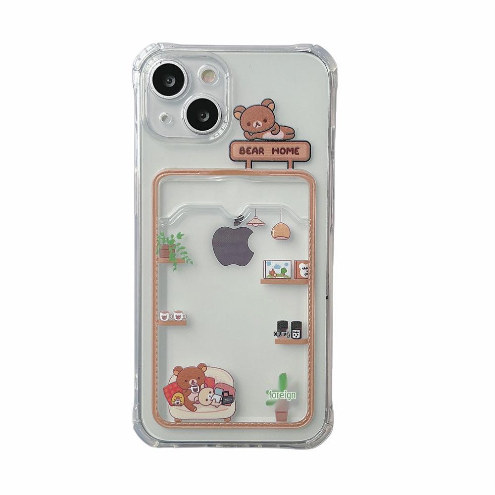 Чехол Brown Bear Love Series для iPhone 12/14 Pro, 11, XR, XS — прозрачный, женский, для пользователей Apple от 15 лет.