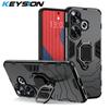 KEYSION Противоударный защитный чехол для Xiaomi POCO M6 4G, мягкий силикон + ПК, металлическое кольцо-подставка, задняя крышка для телефона Redmi 13