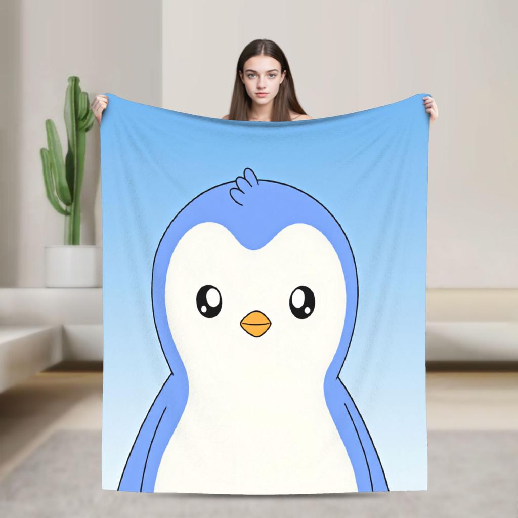 PPudgy Penguin Blanket Quality Warm Soft Throw Blanket Autumn Picnic Bedroom Funny Bedspread
