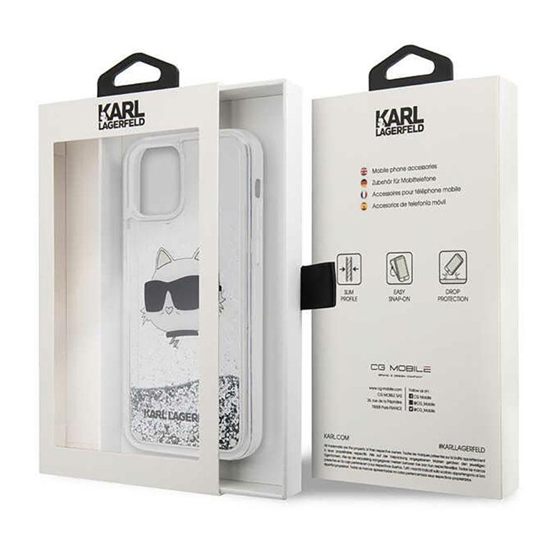 Karl Lagerfeld Liquid Glitter Nft Choupette Head - Etui Iphone 12 / Iphone 12 Pro (Srebrny)