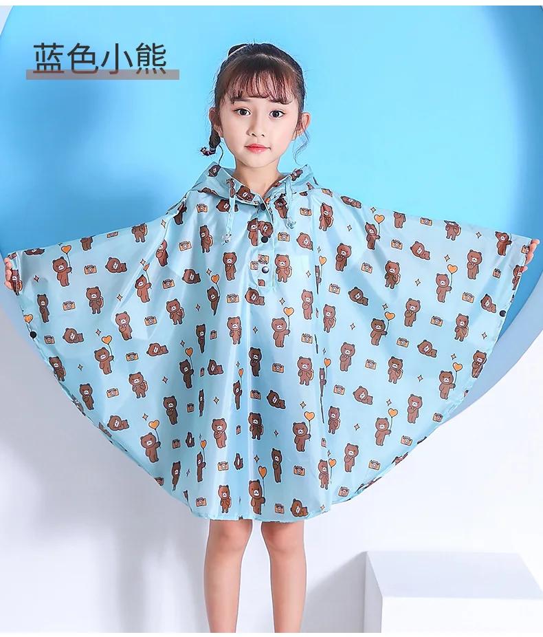 Горячая Распродажа Детский Плащ Полиэстер Милый Детский Уличный Плащ Водонепроницаемый Комбинезон Пончо Большая Шляпа Студенческая Непромокаемая Одежда