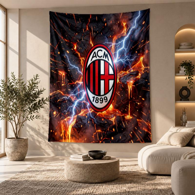 Decorative Tapestry,AC Milan Printed Wall Art, Lightweight Wall Hanging For Bedroom Background