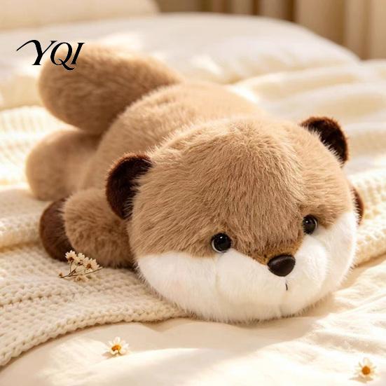 Stuffed Animal Pillows for Sleeping Soft Plush Doll with Weighted Base, Cute Fox/Cat/Dog/Otter Figurine, Gift Kids Cartoon Crawling Animals