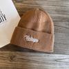 Fashion Letter Embroidery Neutral Casual Warm Knitted Hat For Autumn Winter And