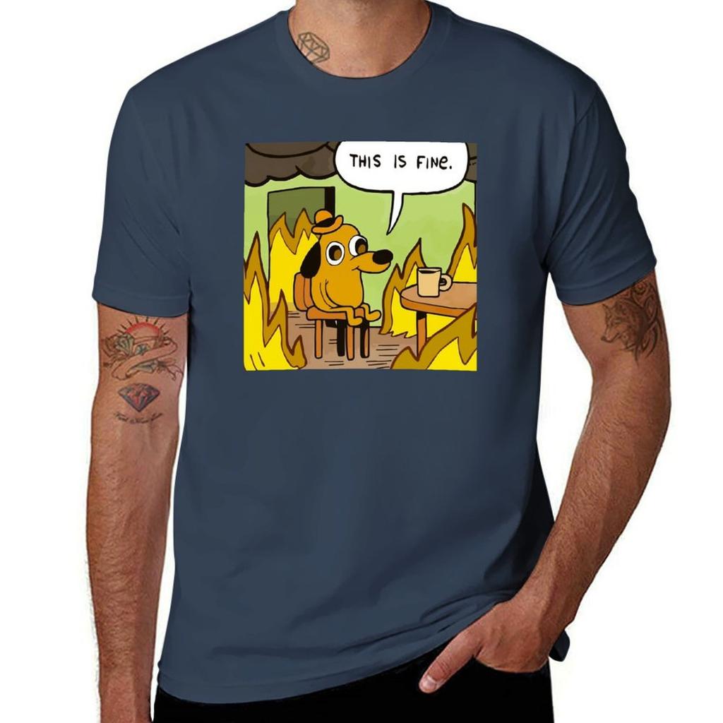 This Is Fine Funny Meme Tshirt Outdoor Sports Short Sleeve Top Tshirt