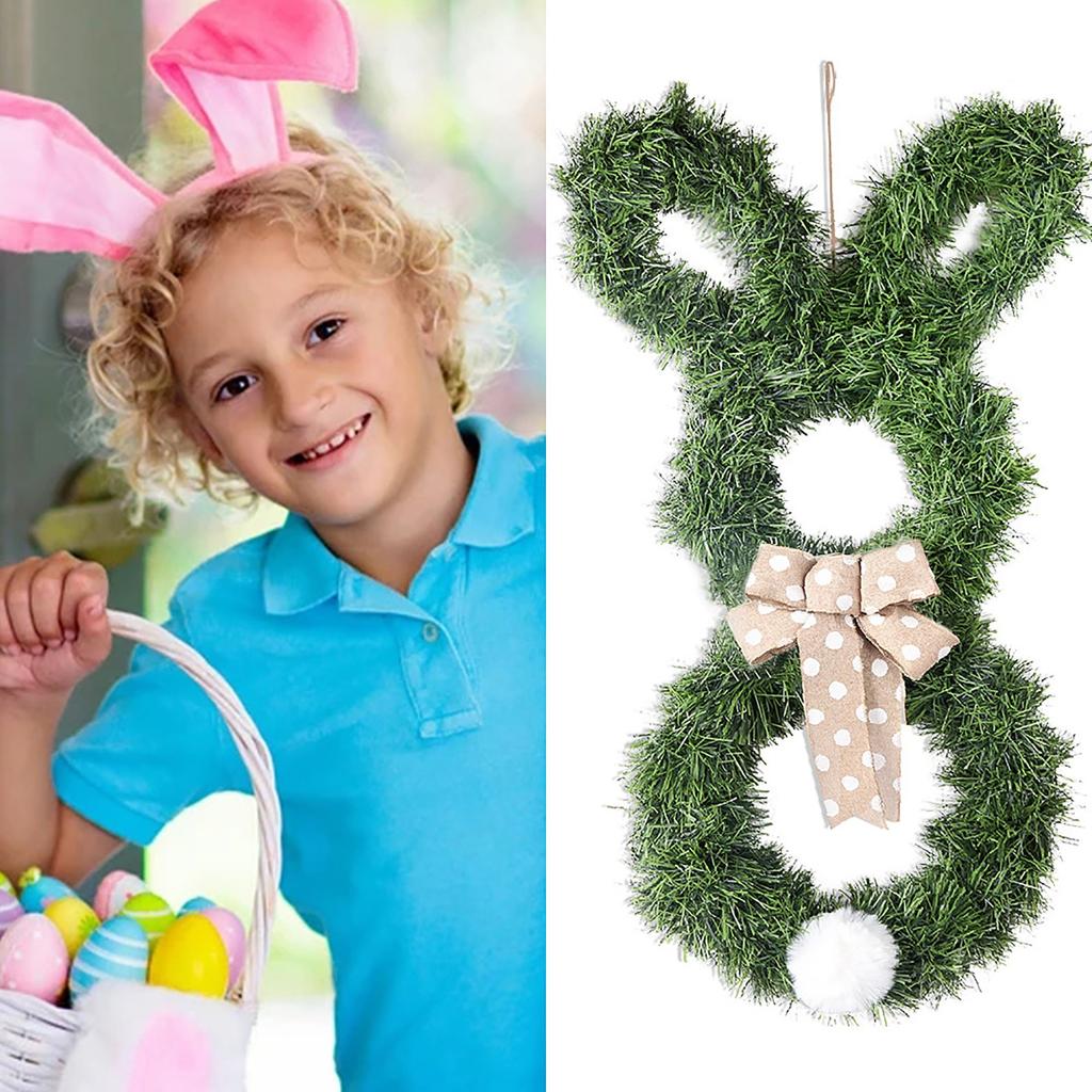 Easter Bunny-Themed Wreath Hanging Ornament. Cartoon Tail Faux Door Decoration