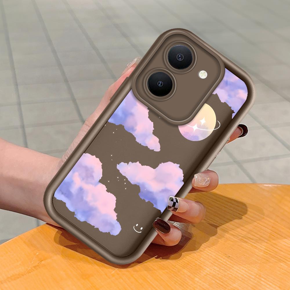 Soft Silicone Square Ladder Printing Pattern Phone Casing Full Cover Camera Shockproof Protection Rubber Case for Vivo