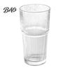 Glass Coffee Cup with Lid Ribbed And Straw, 600ml Large Capacity Iced Home Travel Mug Tumbler, Reusable Cold Drink for Office Use