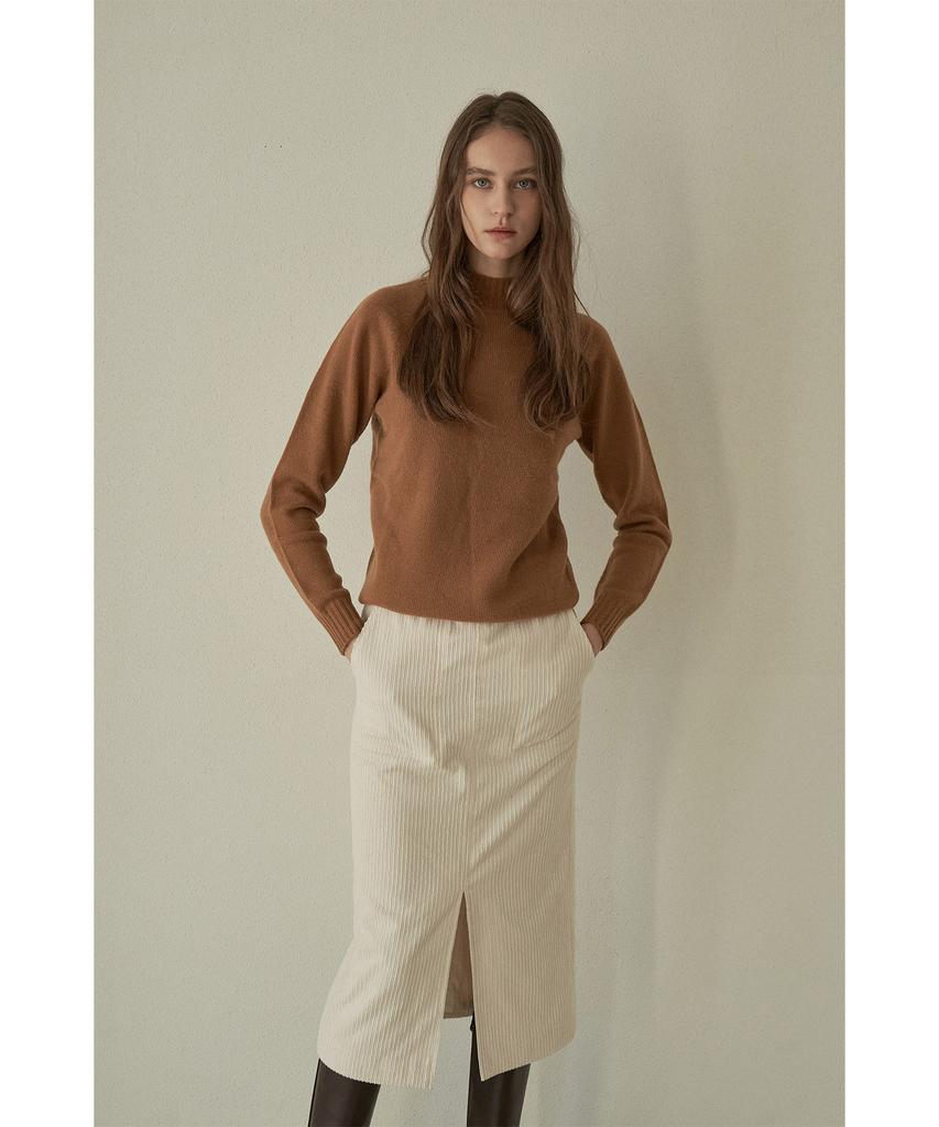 IOLO Women'S Corduroy Slit Skirt_Ivory