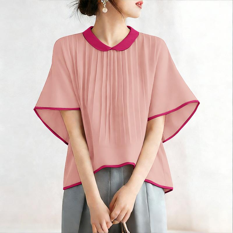 ZANZEA Женская повседневная летняя блузка с круглым вырезом и коротким рукавом