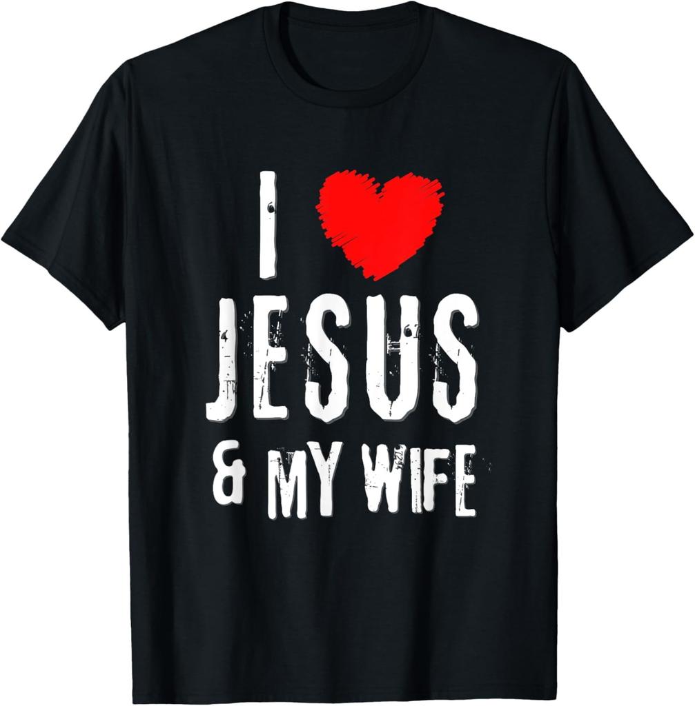 Vintage Grunge I Love JESUS & MY WIFE, Christian T-Shirt