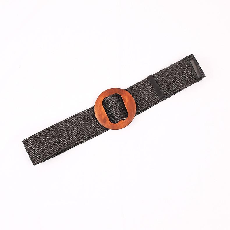 Classic Pp Grass Woven Waist Belt For Ladies With Smooth Buckle For Dress And Skirt Accessory