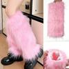 Faux Fur Leg Warmers Women Solid Color Fuzzy Long Boot Covers Fluffy Shaggy Leg Warmers for Christmas Costume Nightclub Street Wear