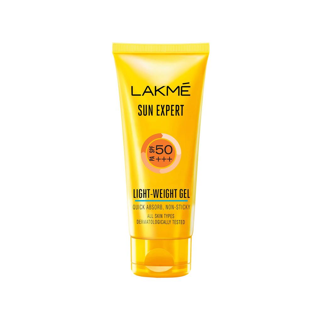 LAKMÉ Sun Expert Spf 50 Pa+++ Ультра-матирующий Гель-Санскрин для Всех Типов Кожи, Блокирует до 97% Вредных Солнечных Лучей, 100 г и Увлажняющий Лосьон «Персиковое Молоко»