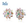 Luxury Gorgeous Design Multicolor Natural Tourmaline Women Earrings 925 Silver Jewelry Anniversary Banquet Engagement Gift