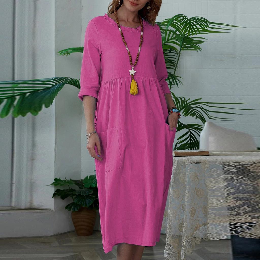 Женские однотонные нестандартные платья с воротником-рубашкой и перекрученными пуговицами, повседневные платья