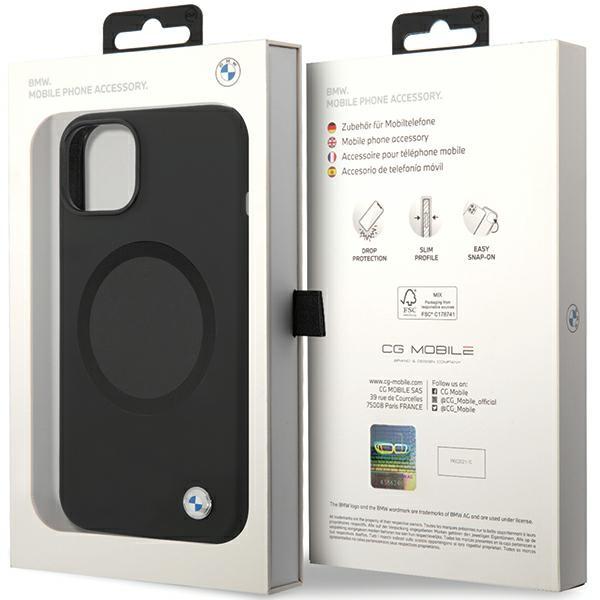 Etui do iPhone 14 BMW Liquid Silicone MagSafe Czarne