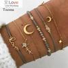 Tocona Bohemia Love Moon Bracelets For Women Charms Bead Gold Star Clear Crystal Stone Letter Rope Jewelry Accessories 6523