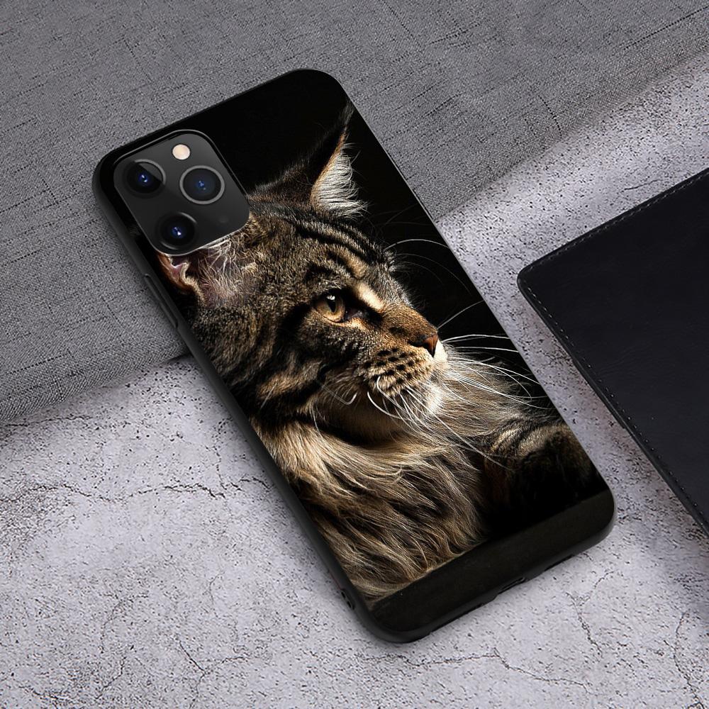 Чехол T145 с изображением кота мейн-куна для iPhone 13 12 Mini 11 Pro XS Max XR X 8 7 6 6S Plus 5 5S SE 2020