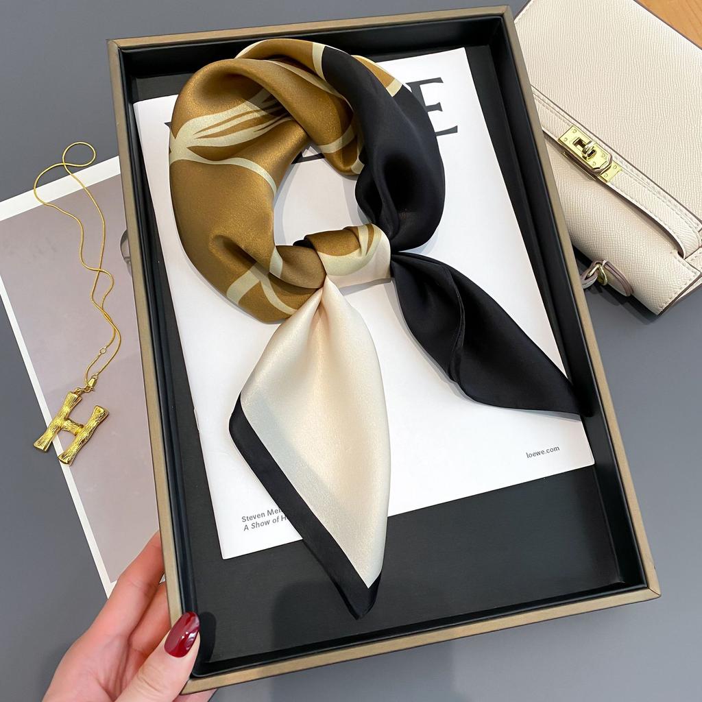 Модные шарфы для женщин шаль с цветочным принтом шелковый атласный хиджаб шарф женский 70*70см роскошный бренд квадратные шали шарфы для леди