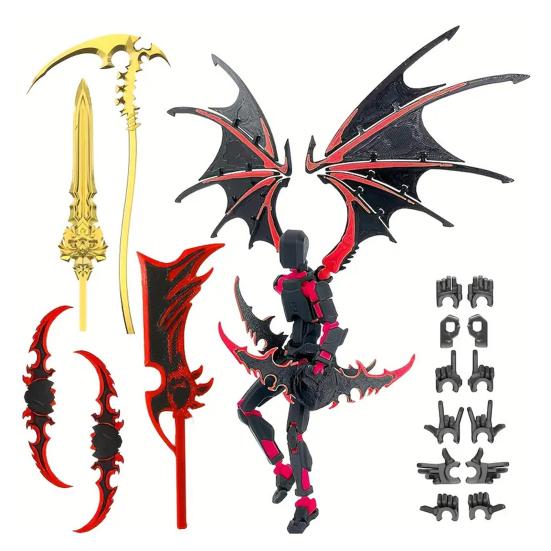 3D Printed Robot Action Figure with Accessories Movable Joints Demon