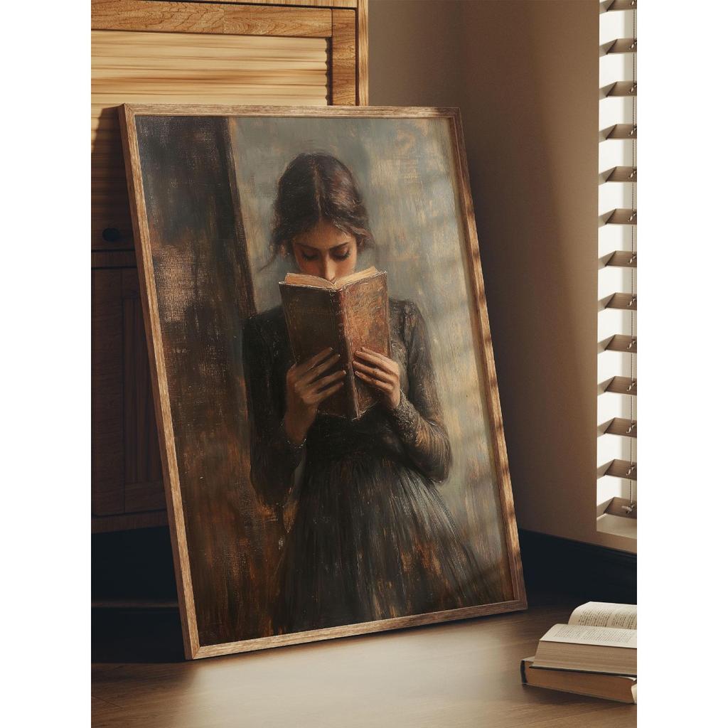 Винтажный Женский Портрет Читающий Холст Принт Постер Ретро Эстетика для Спальни Настенное Искусство Домашний Декор Арт Постер Подарок-без рамы