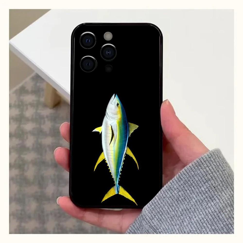 Чехол для телефона с изображением голубого тунца для Apple iPhone 15,14,13,12,11,Pro,X,XS,Max,XR,Plus,Mini Мягкий черный чехол