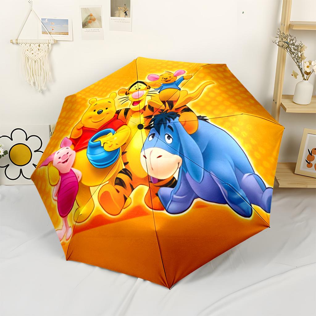 Winnie the Pooh Adventure Night Outdoor Automatic Umbrella Compact 8-Rib Design Durable All-Season Umbrella for Travel Elegant Women's Umbrella