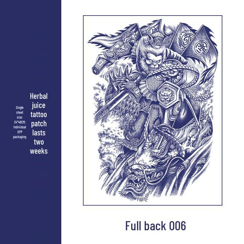 Waterproof Men's Herbal Tattoo Stickers: Full & Half Back, Long-Lasting, Large Floral Designs for Chest & Arm.