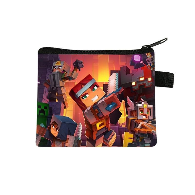 Minecraft zipper coin purse polyester printed children's small purse student portable storage bag