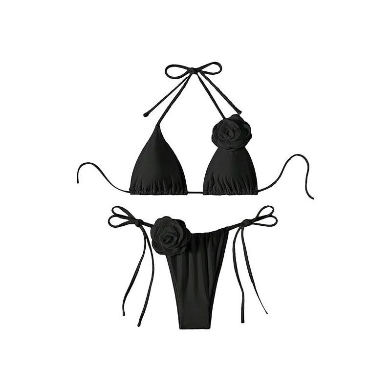 Сексуальный 3D-бикини с бретельками и бретельками, женский купальник, женский купальник, комплект бикини из двух частей, купальный костюм для купания
