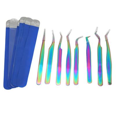 Набор из 8 пинцетов для наращивания ресниц из нержавеющей стали высокой твердости эргономичный дизайн для ресниц