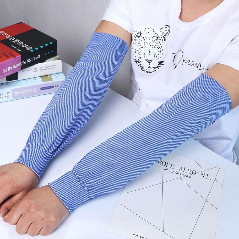 Riding Driving For Women Cycling Running Striped Arm Sleeves Cooling Sleeves Arm Warmer Arm Cover