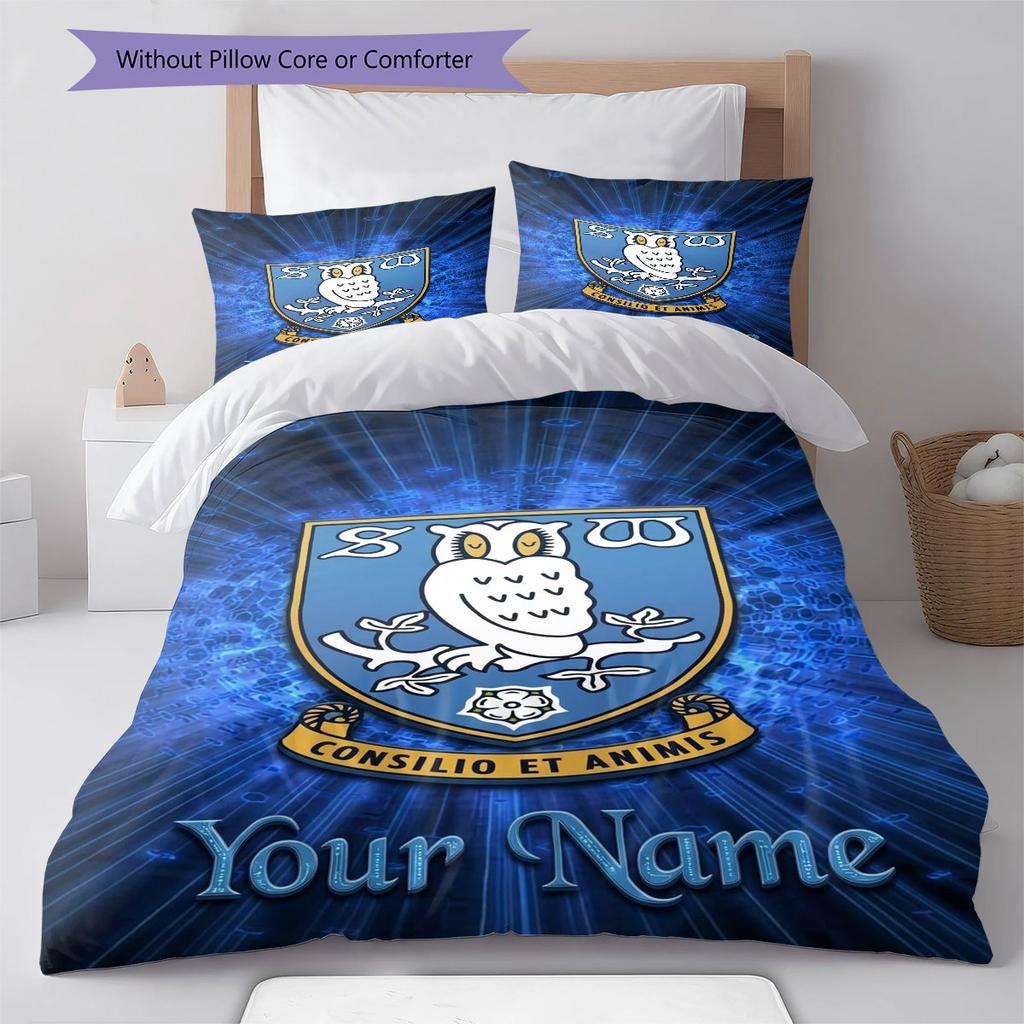 Sheffield Wednesday Football Club Custom Name Pattern Bedding,Quilt Set Quilt Cover Pillowcase Home Birthday Gift(1 * duvet cover + 2 * pillowcase, wi
