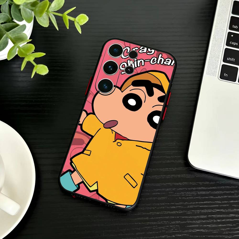 Cartoon N-Crayon Shin-chan Phone Case For Samsung S26,S25,S24,S23,S22,S30,S21,Ultra,Plus,FE 5G Black Soft Cover