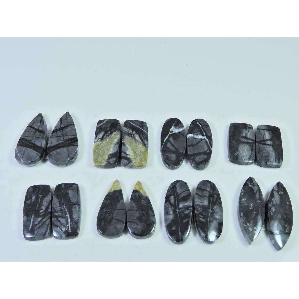 19-26 ММ Натуральный Яшма Пикассо Парный Микс Кабошон Драгоценный камень Лот 8 Пар C-783