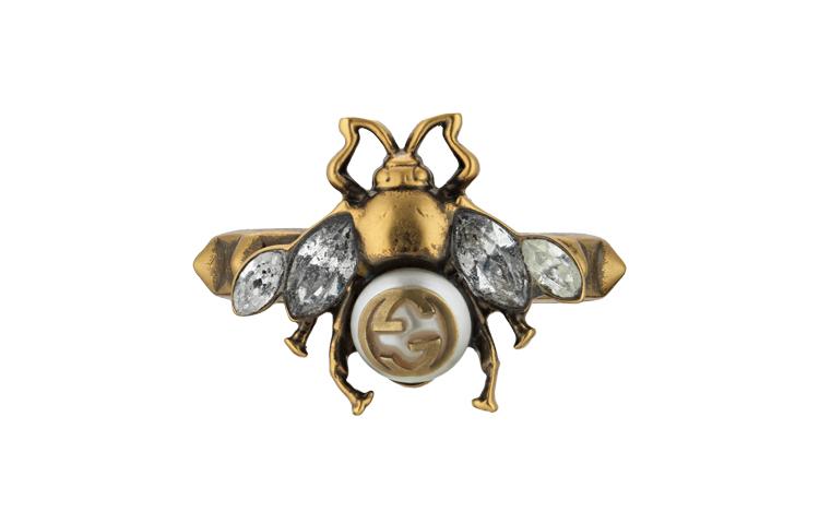Gucci Стеклянные Хрустальные Кольца Унисекс Золото 629923-J1D51-8516