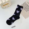 1 пара носков до середины икры, корейские носки с вышивкой в ​​виде сердца, каваи, хип-хоп, соответствующие цвета, противоскользящие, мягкие, без запаха, впитывающие пот, женские спортивные носки на четыре сезона