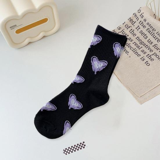 1 пара носков до середины икры, корейские носки с вышивкой в виде сердца, каваи, хип-хоп, соответствующие цвета, противоскользящие, мягкие, без запаха, впитывающие пот, женские спортивные носки на четыре сезона