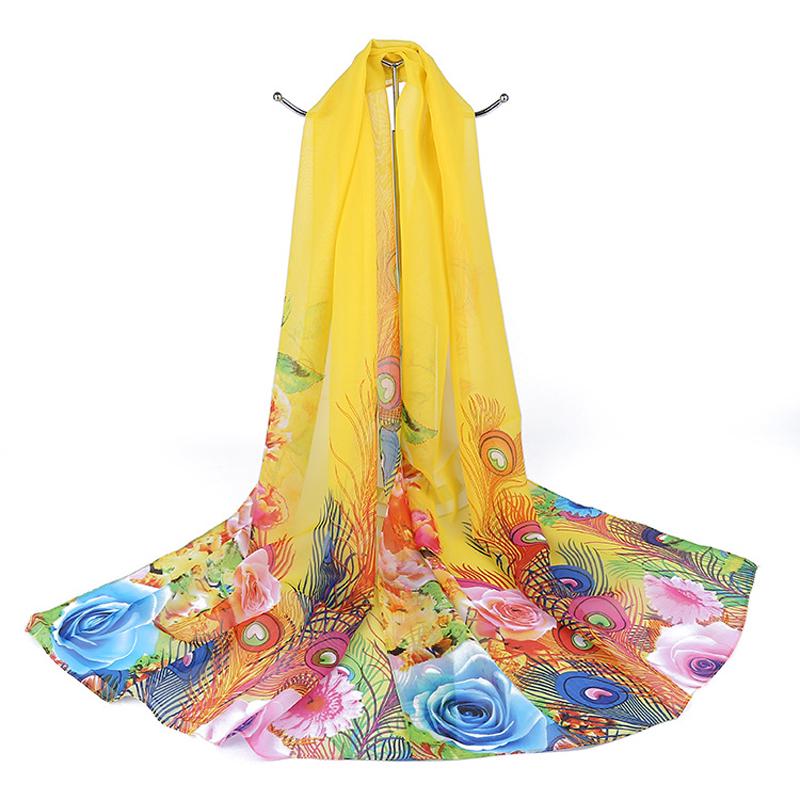 Женская мода шифоновый платок солнцезащитный шелковый шарф аксессуары длинный плащ летнее пляжное полотенце принт цветочный накидка саронг 160x50 см