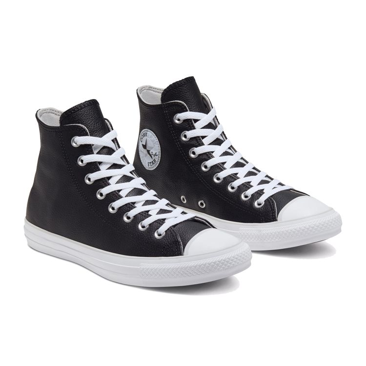 Converse Chuck Taylor All Star Сезонный цвет Кожаные Высокие Кроссовки Унисекс Кроссовки Черный Белый 166730C