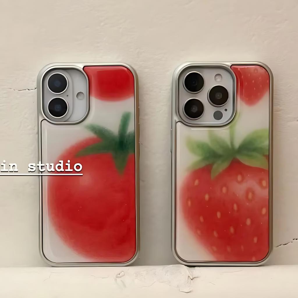 Милый фруктовый чехол-клубника-помидор для iPhone 17 16e 16 15 14 13 12 11 Air Pro Max X XR XSMAX 8 7 Plus Прозрачная задняя крышка