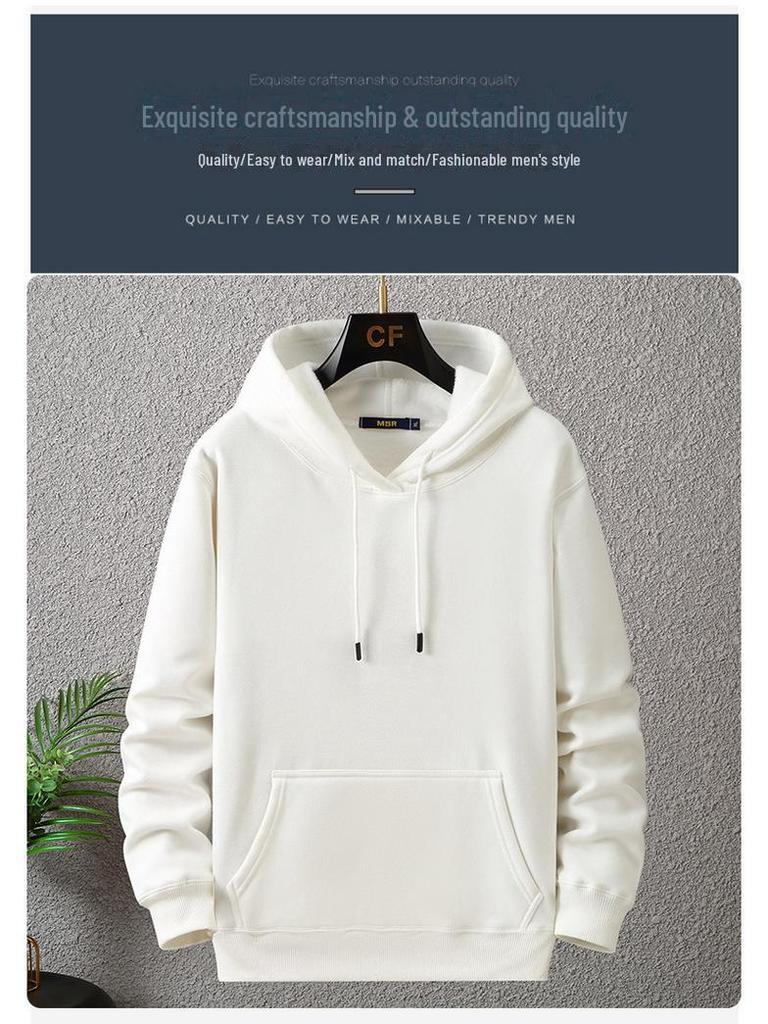 Мужской зимний бархатный пуловер с капюшоном больших размеров - супермягкий и удобный