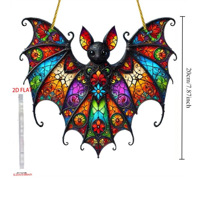 [Vibrant Bat Ornament] Acrylic Bat Hanging Ornament | 2D Flat,Stained Glass Effect Style,Ideal for Halloween&Christmas Decor